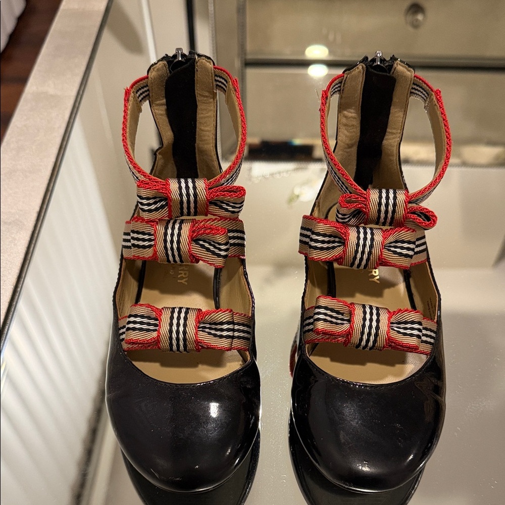 Burberry Black and Red Kids Heels